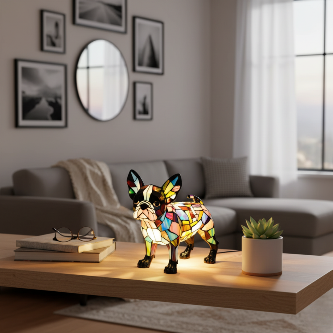 Mia Ottawa - Tiffany Inspired Bulldog Lamp