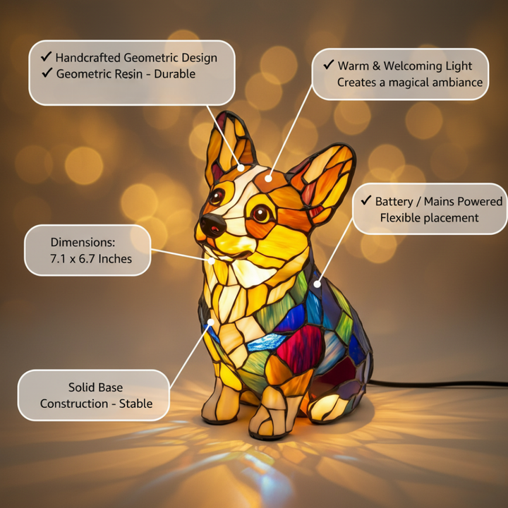 Mia Ottawa - Corgi Stained Glass Lamp