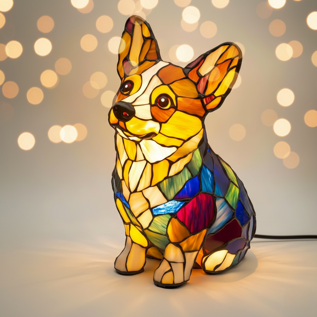 Mia Ottawa - Corgi Stained Glass Lamp