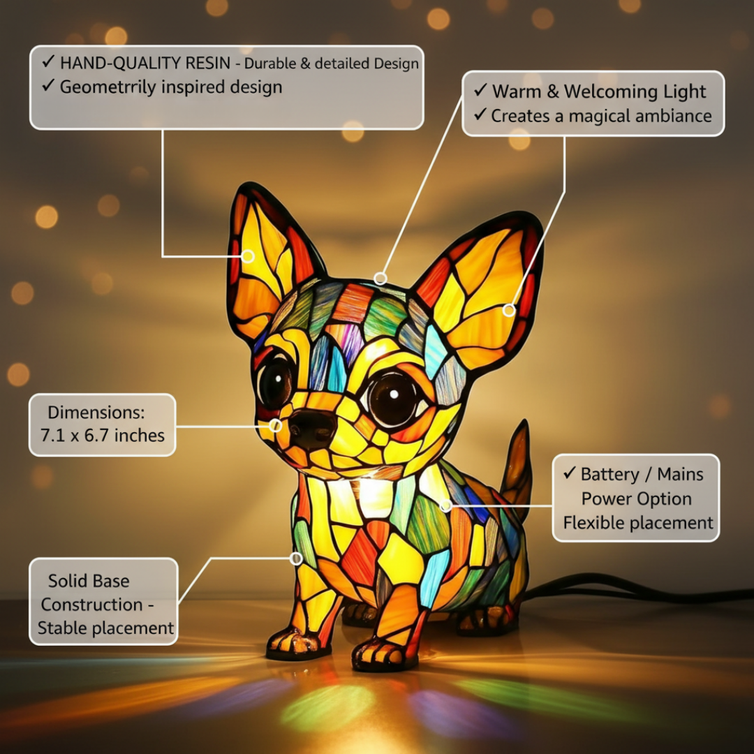 Mia Ottawa - Mosaic Chihuahua LED Lamp