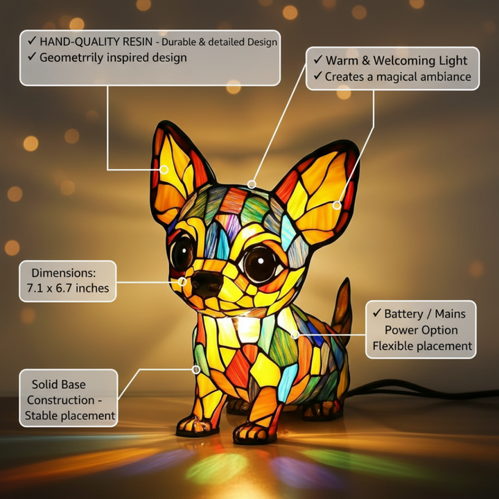 Mia Ottawa - Mosaic Chihuahua LED Lamp