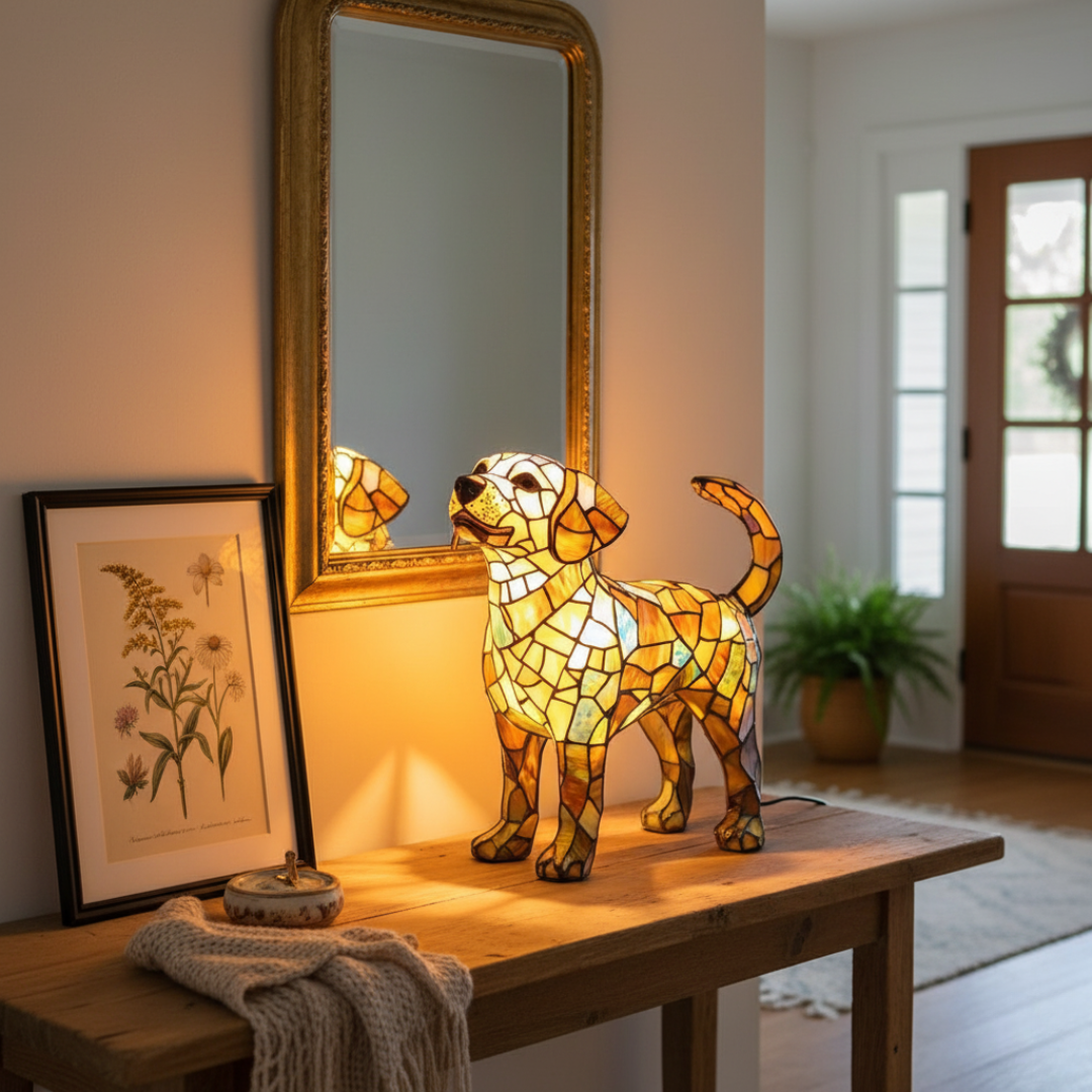Mia Ottawa - Stained Glass Dog Lamp