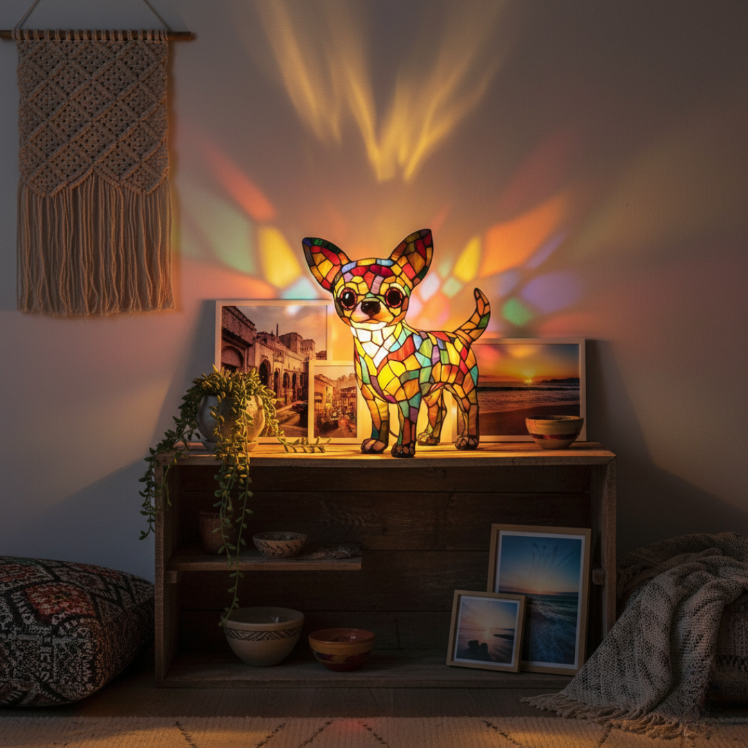 Mia Ottawa - Chihuahua Stained Glass Lamp