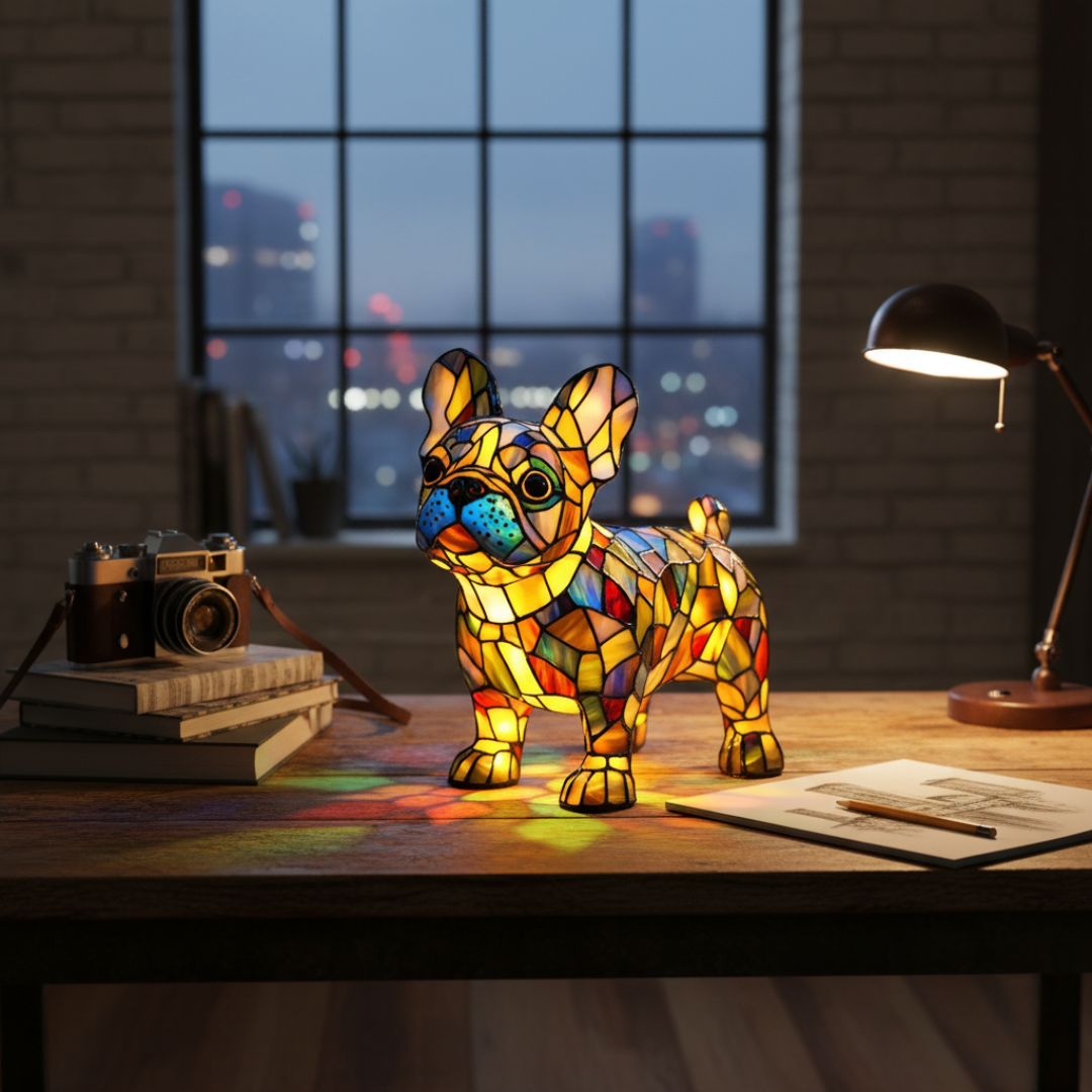 Mia Ottawa - Stained Glass Dog Lamp