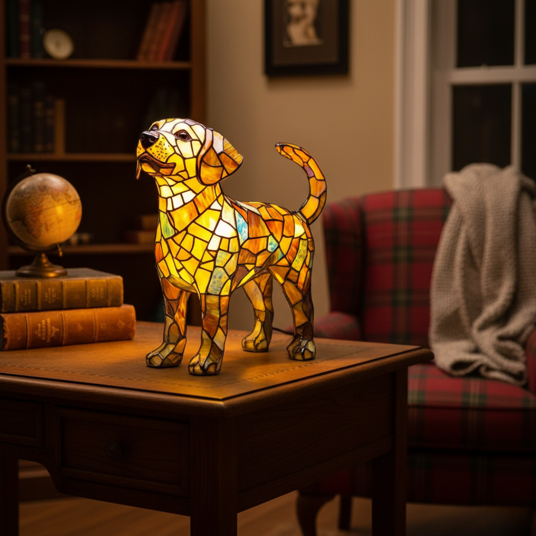 Mia Ottawa - Stained Glass Dog Lamp