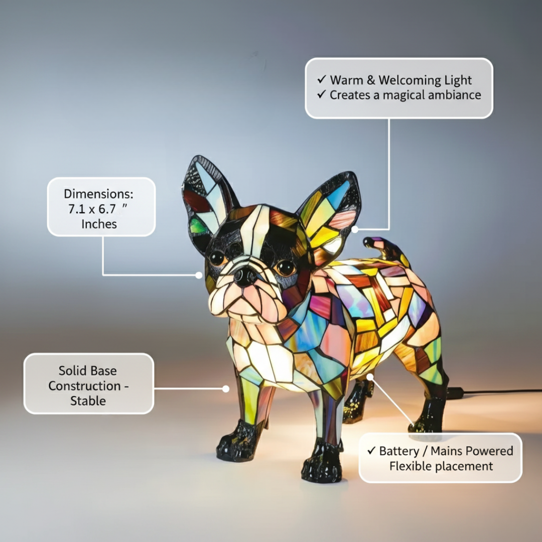 Mia Ottawa - Tiffany Inspired Bulldog Lamp