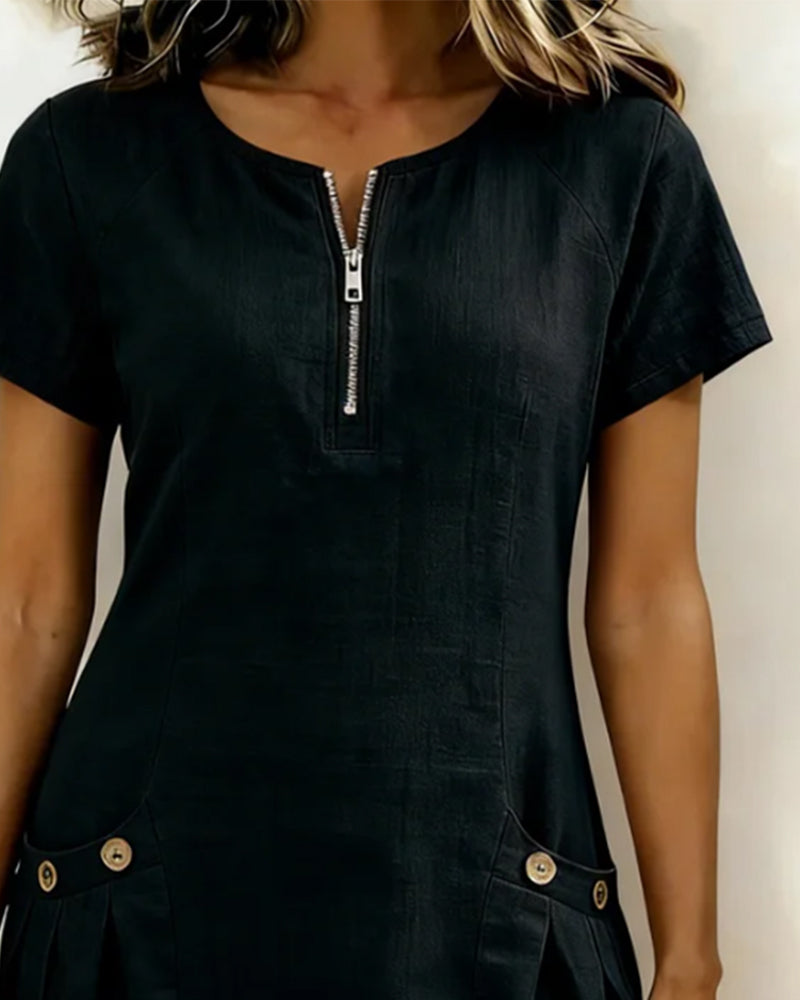 Manon Linen Zip Dress