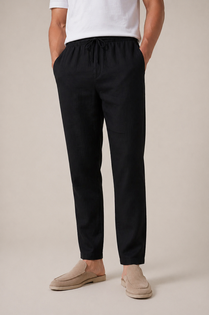 Linen Bayside Trousers Black