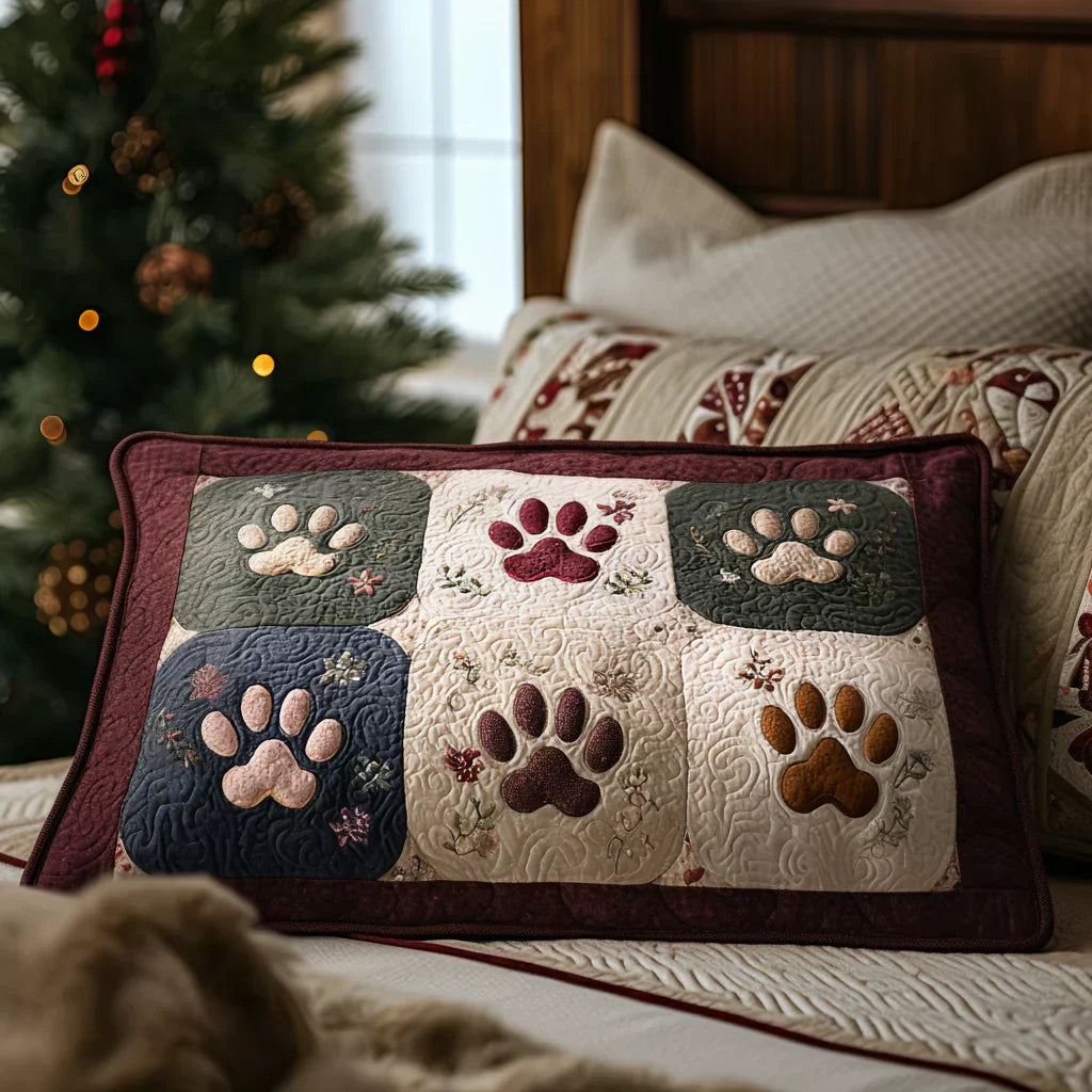 Mia Ottawa - Cozy Paw Print Quilted Pillow Cover