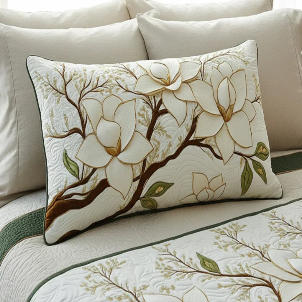 Mia Ottawa - Quilted Pillow Cover - Magnolia Flower