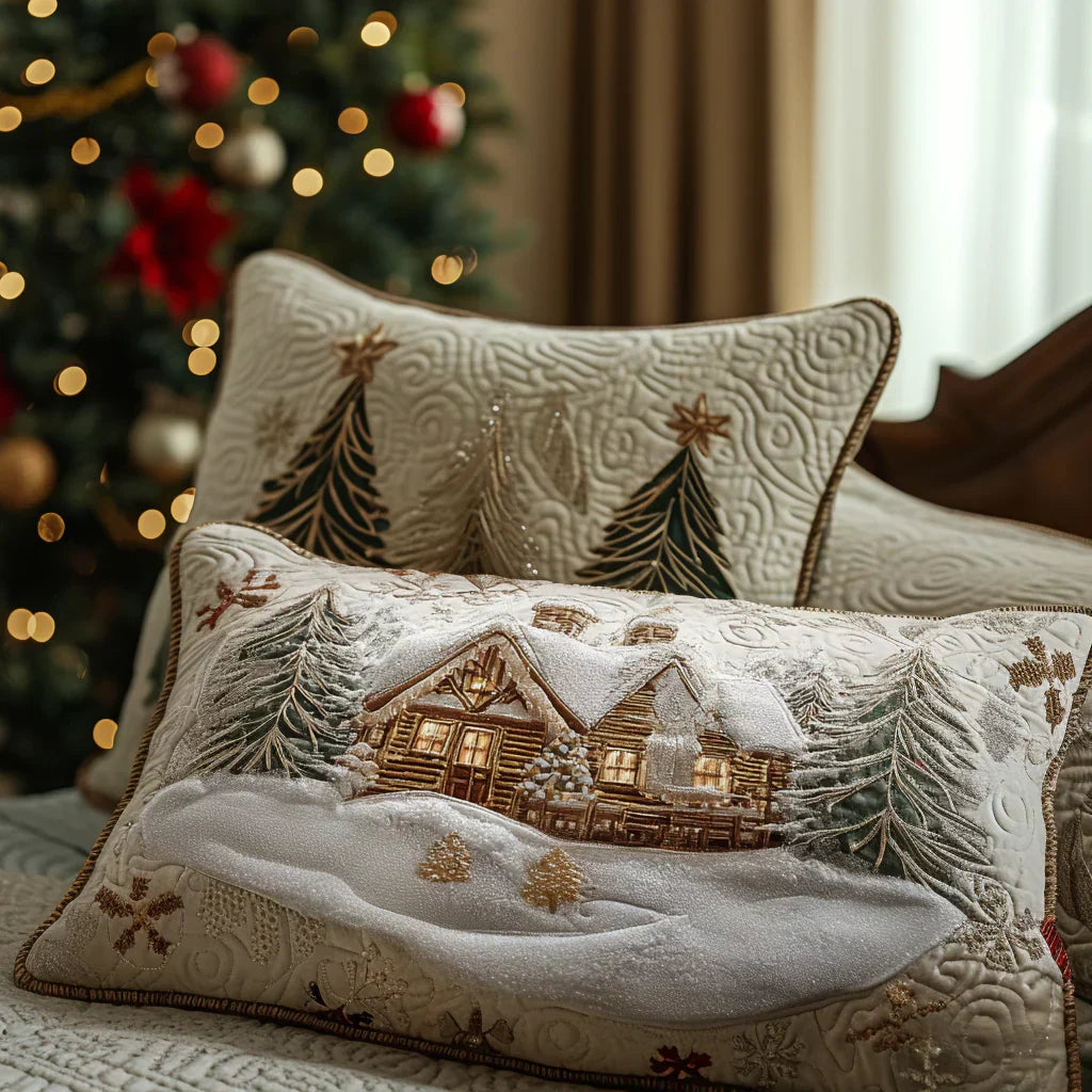 Mia Ottawa - Quilted Pillow Cover - Snowy Cabin