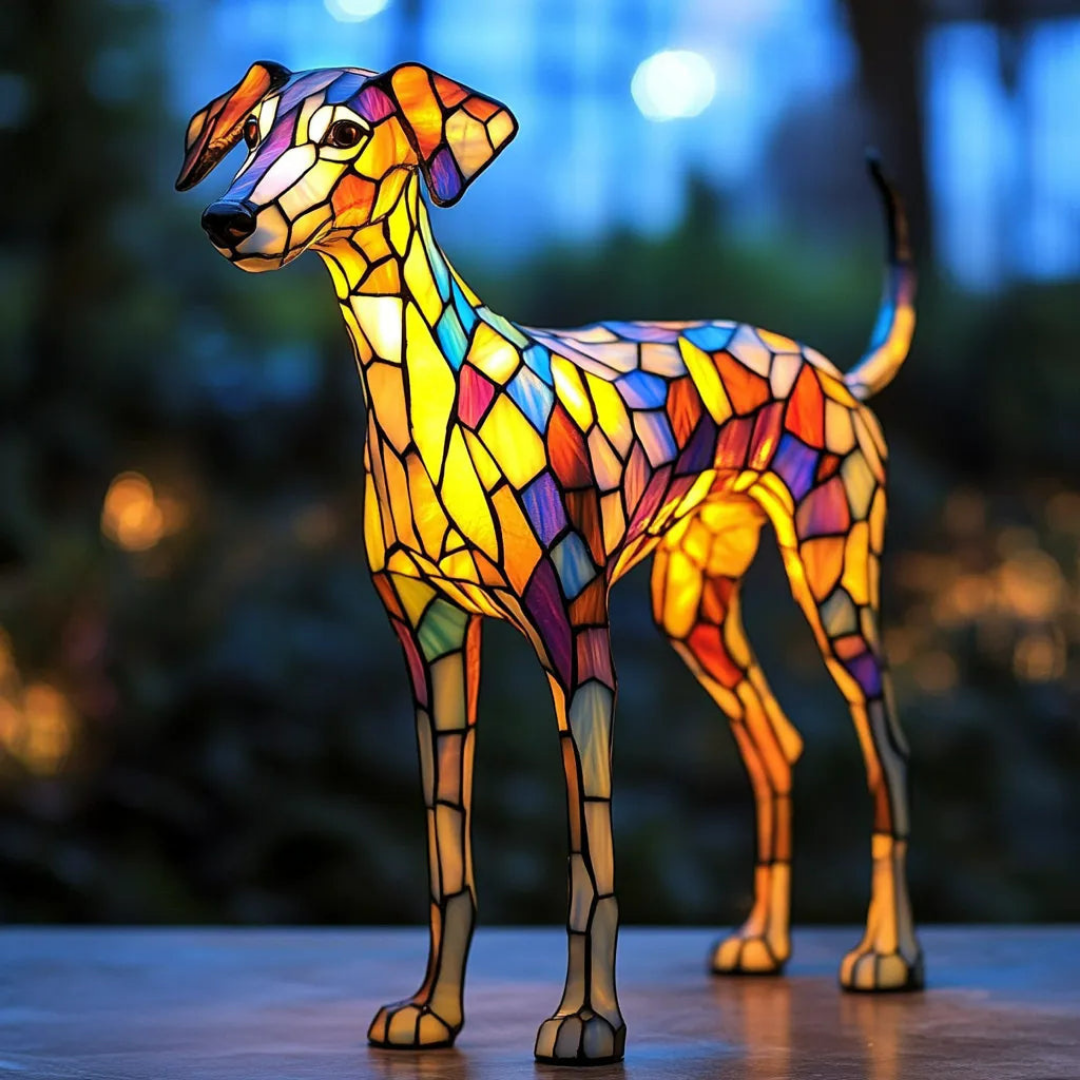 Mia Ottawa - Whippet Stained Glass Lamp