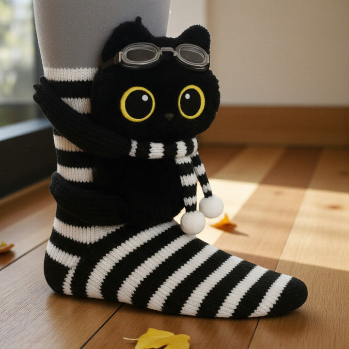 Mia Ottawa - Animal Print Striped Socks