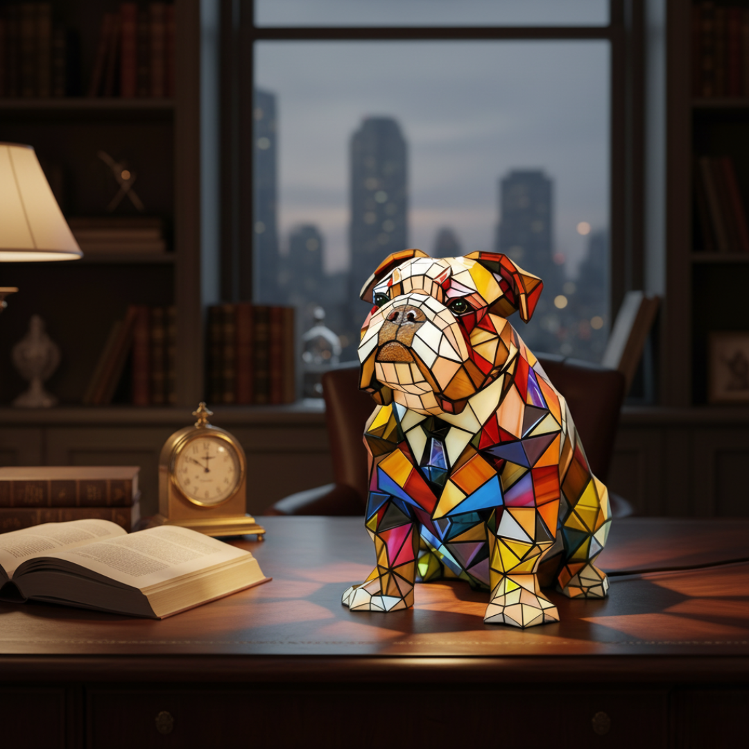 Mia Ottawa - Geometric Bulldog Figurine Lamp